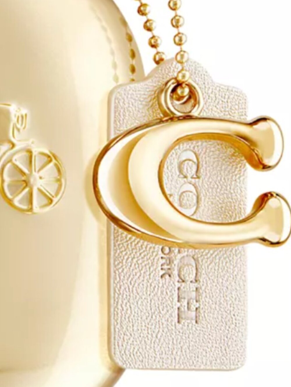 Coach Gold "C" Charm & Chalk Hangtag NWOTs